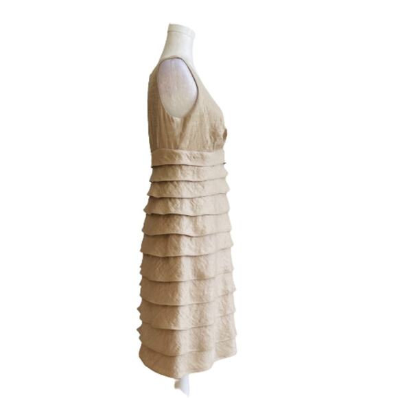 London Times Dress Champagne Shimmer Sleeveless Tiered Cocktail Dress Size 8 - Picture 4 of 11